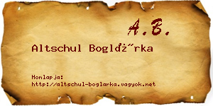 Altschul Boglárka névjegykártya